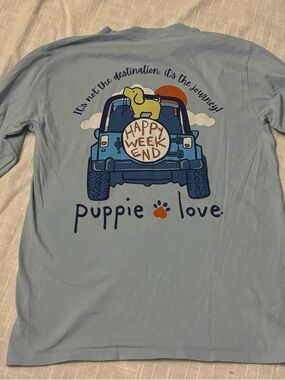 puppie love® Light Blue 'Happy Weekend' Long Sleeve Tee